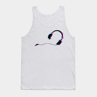 Music Headphones Glitch Art Tank Top